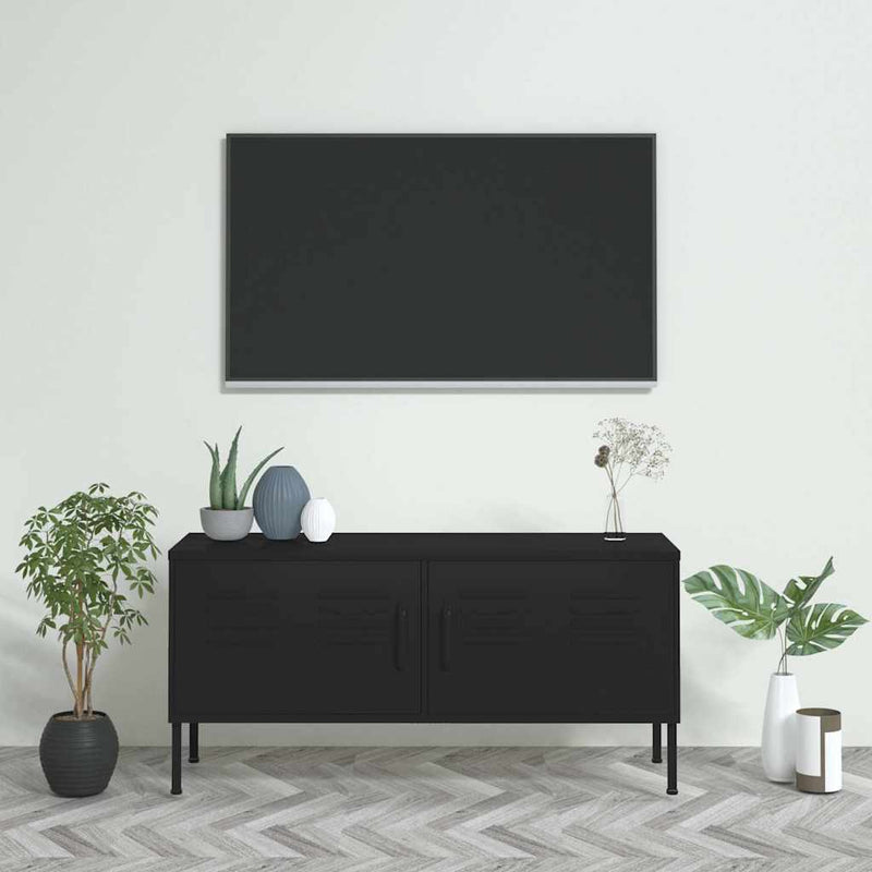 Comodă TV, negru, 105x35x50 cm, oțel