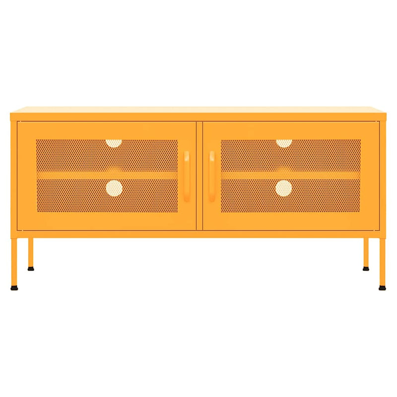 Comodă TV, galben muștar, 105x35x50 cm, oțel