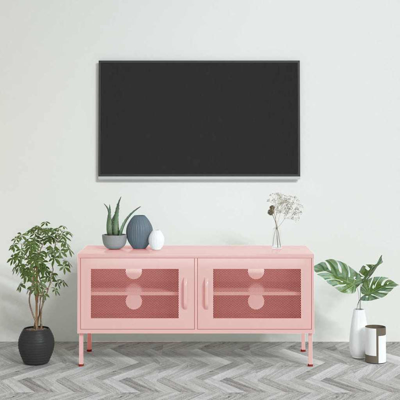 Comodă TV, roz, 105x35x50 cm, oțel