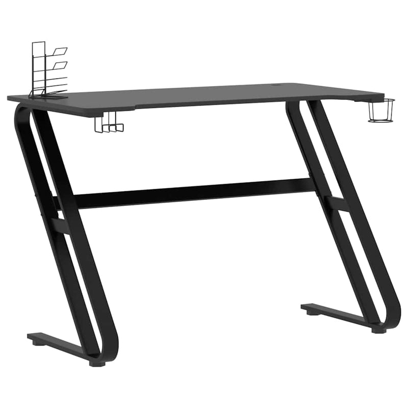 Birou de gaming cu picioare în formă de ZZ, negru, 110x60x75 cm