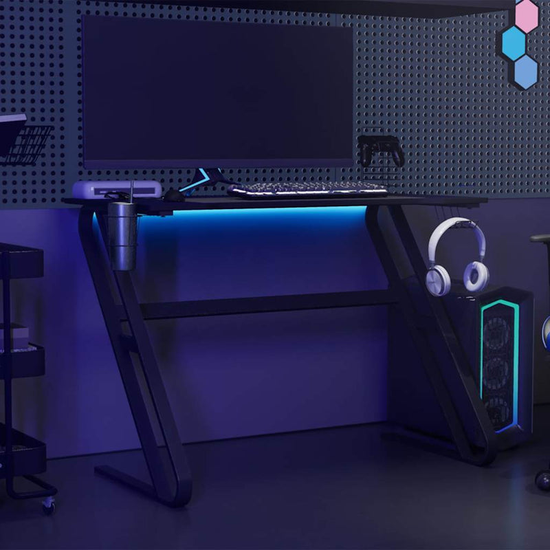 Birou de gaming cu picioare în formă de ZZ, negru, 110x60x75 cm