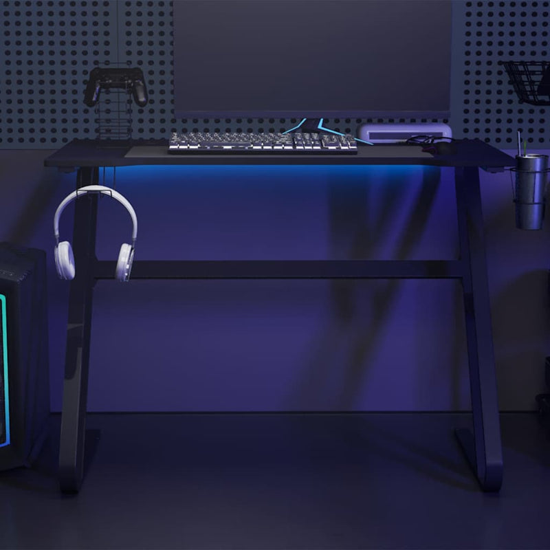 Birou de gaming cu picioare în formă de ZZ, negru, 110x60x75 cm