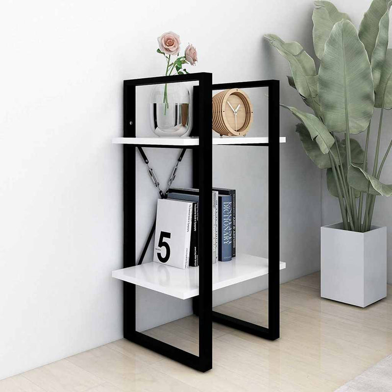 Bibliotecă cu 2 rafturi, alb, 40x30x70 cm, PAL