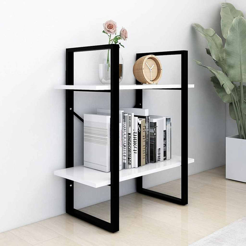 Bibliotecă cu 2 rafturi, alb, 60x30x70 cm, PAL