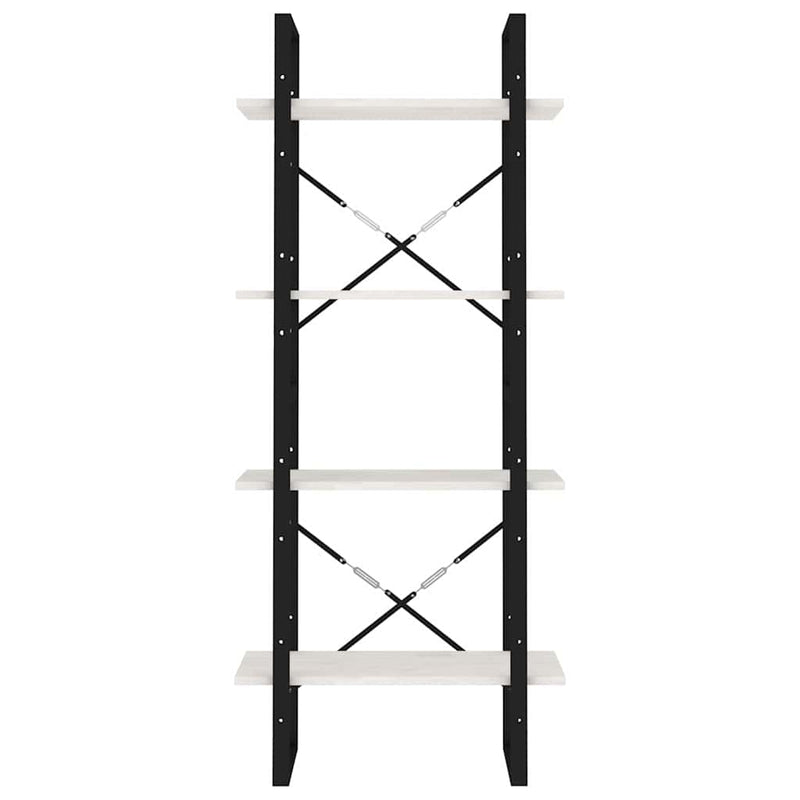 Bibliotecă cu 4 rafturi, alb, 60x30x140 cm, lemn masiv de pin