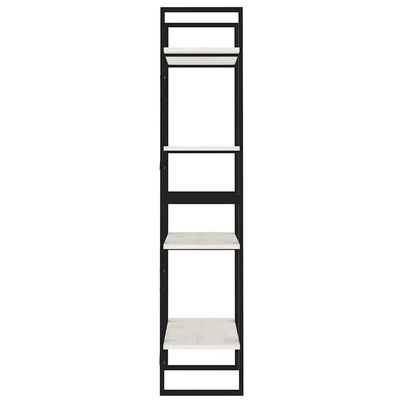 Bibliotecă cu 4 rafturi, alb, 60x30x140 cm, lemn masiv de pin