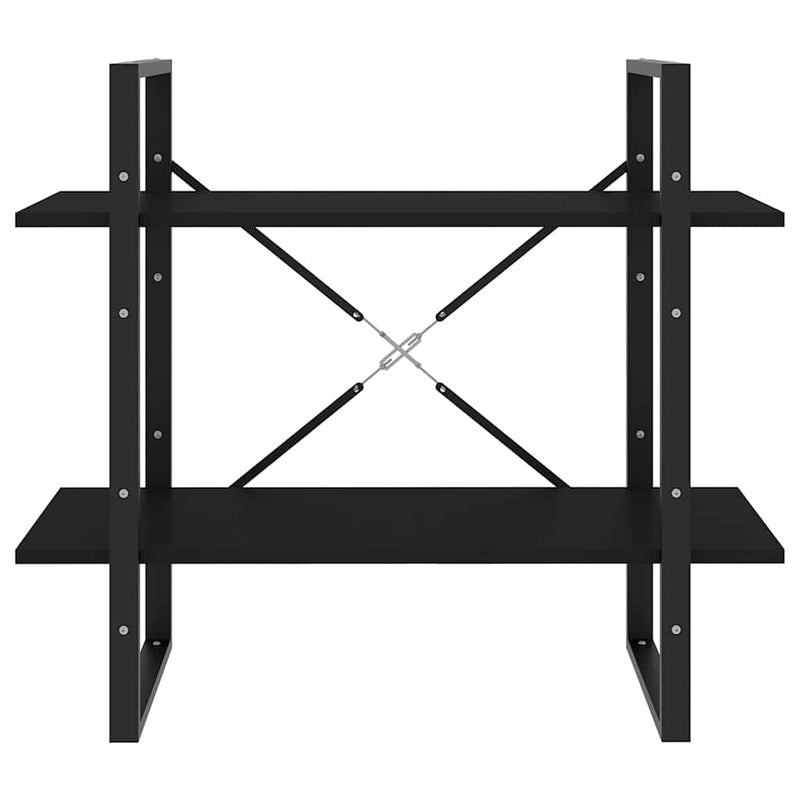 Bibliotecă cu 2 rafturi, negru, 80x30x70 cm, PAL