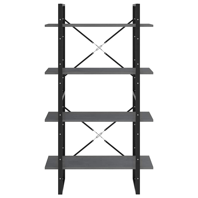 Bibliotecă cu 4 rafturi, gri, 80x30x140 cm, lemn masiv de pin
