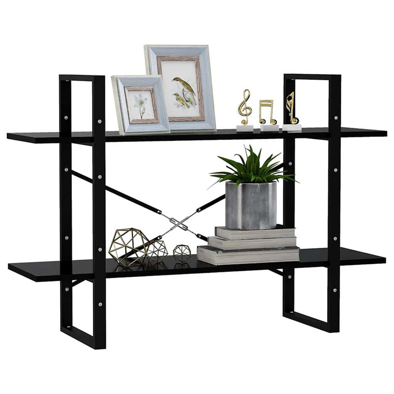 Bibliotecă cu 2 rafturi, negru, 100x30x70 cm, PAL