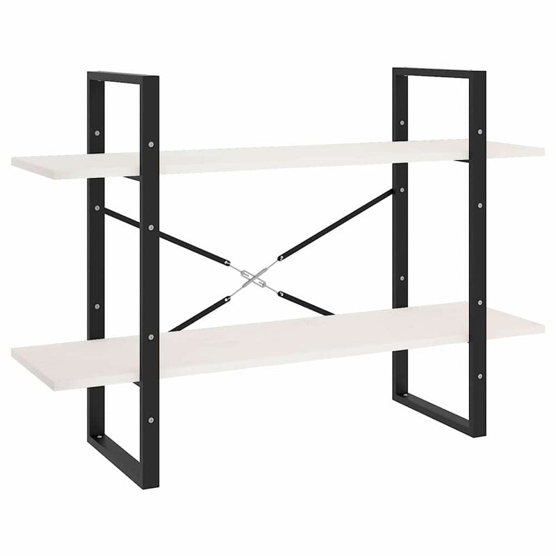 Bibliotecă cu 2 rafturi, alb, 100x30x70 cm, lemn masiv de pin