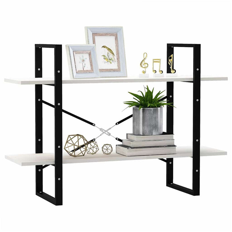 Bibliotecă cu 2 rafturi, alb, 100x30x70 cm, lemn masiv de pin