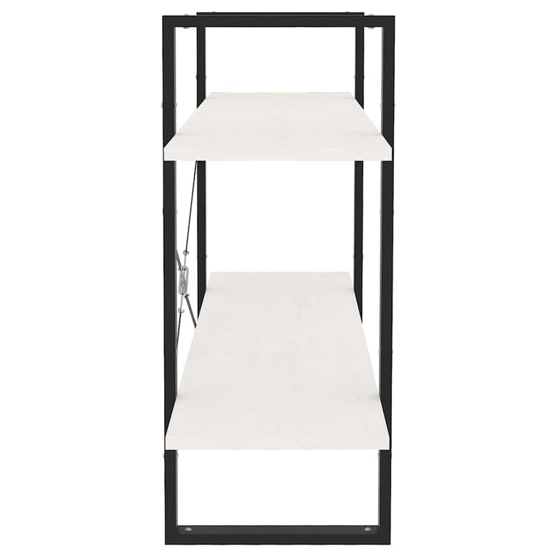 Bibliotecă cu 2 rafturi, alb, 100x30x70 cm, lemn masiv de pin
