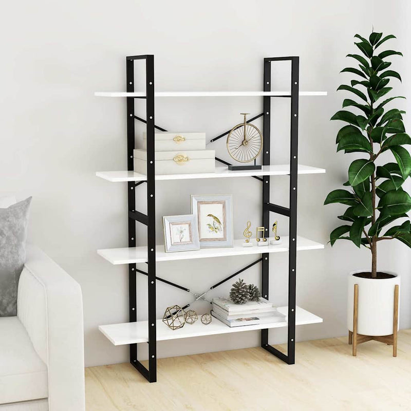 Bibliotecă cu 4 rafturi, alb, 100x30x140 cm, PAL