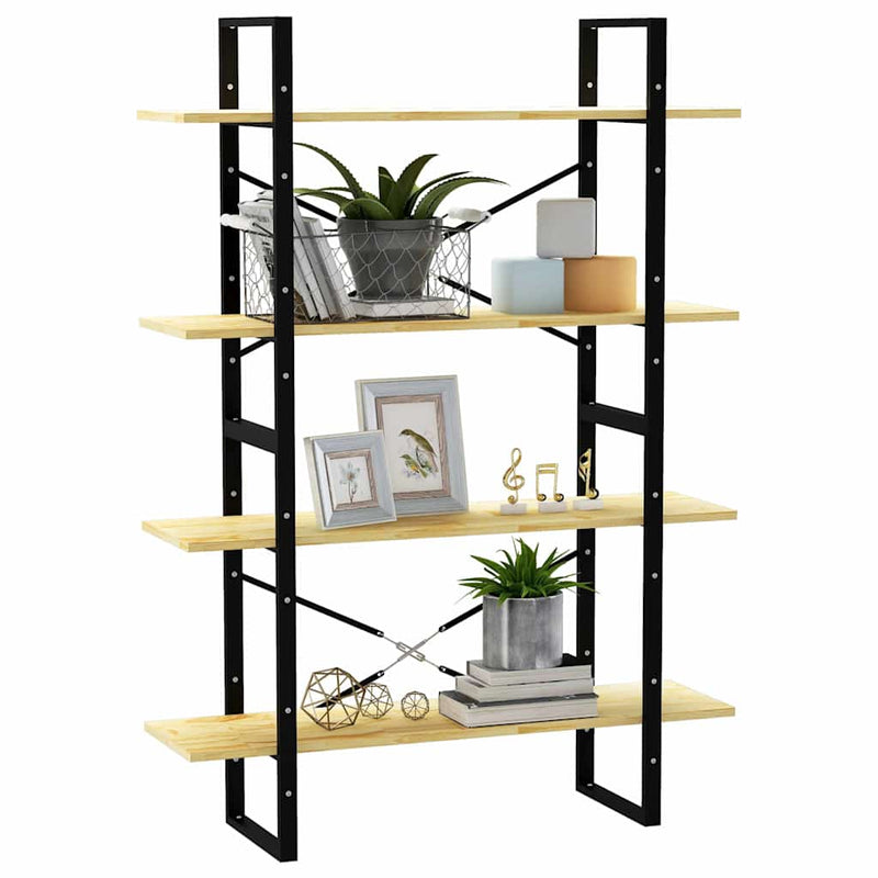 Bibliotecă cu 4 rafturi, 100x30x140 cm, lemn masiv de pin
