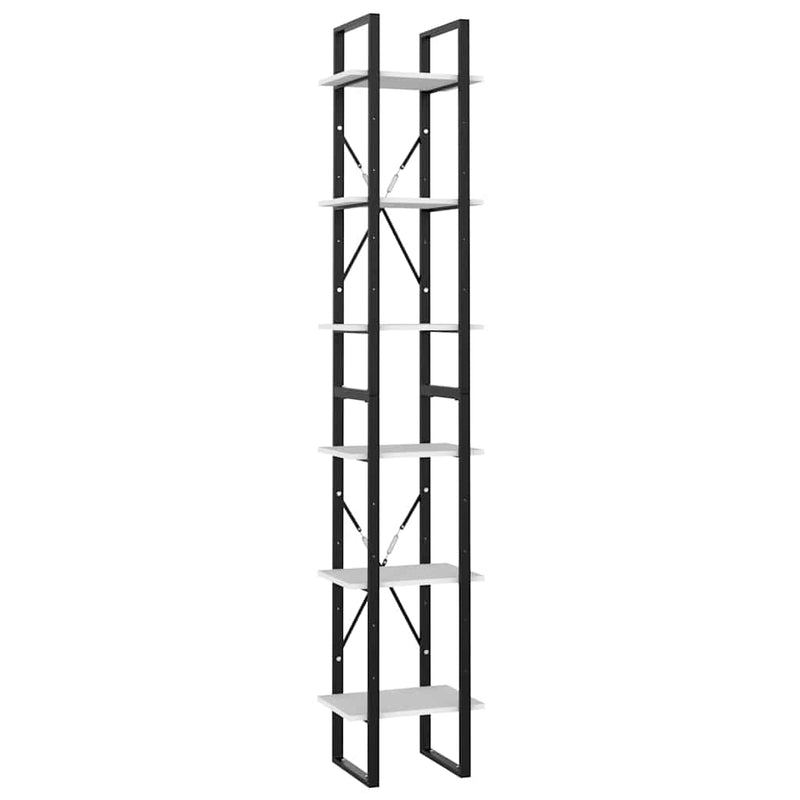 Bibliotecă cu 6 rafturi, alb, 40x30x210 cm, PAL