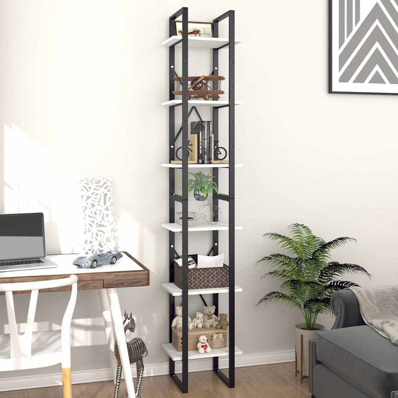 Bibliotecă cu 6 rafturi, alb, 40x30x210 cm, PAL