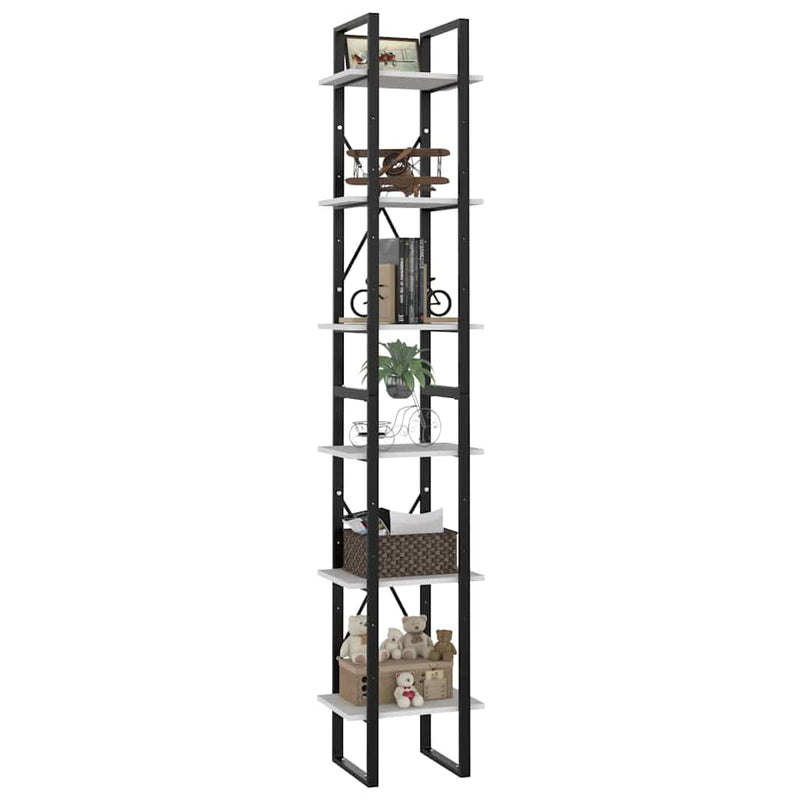 Bibliotecă cu 6 rafturi, alb, 40x30x210 cm, PAL