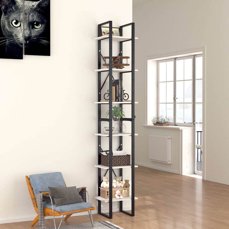 Bibliotecă cu 6 rafturi, alb, 40x30x210 cm, PAL