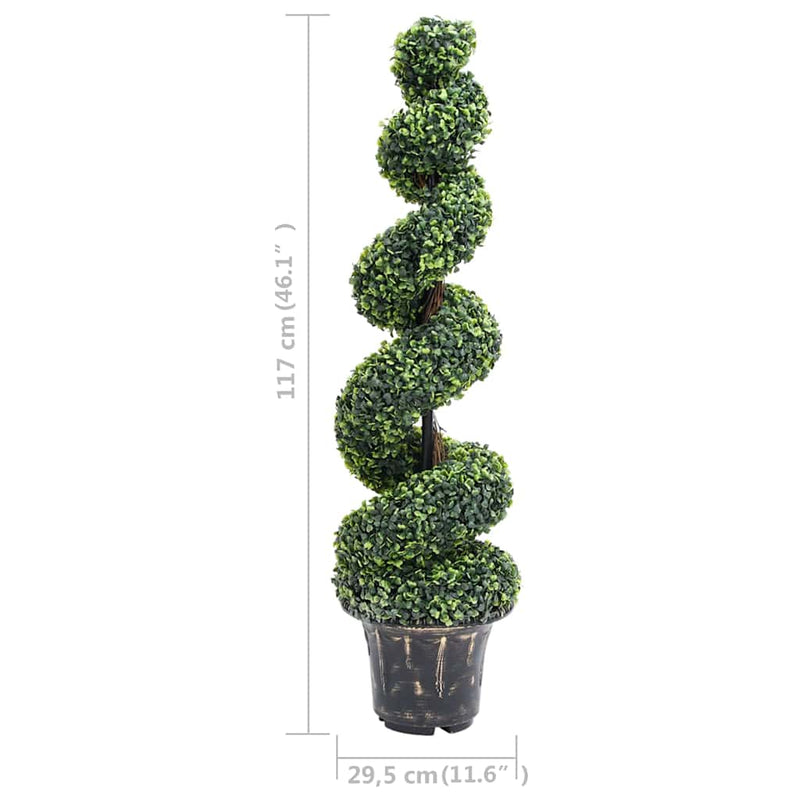 Plantă artificială de cimișir cu ghiveci, verde, 117cm, spirală
