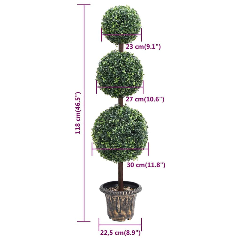 Plantă artificială cimișir cu ghiveci verde 118cm formă minge