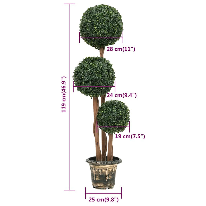 Plantă artificială cimișir cu ghiveci verde 119cm formă minge