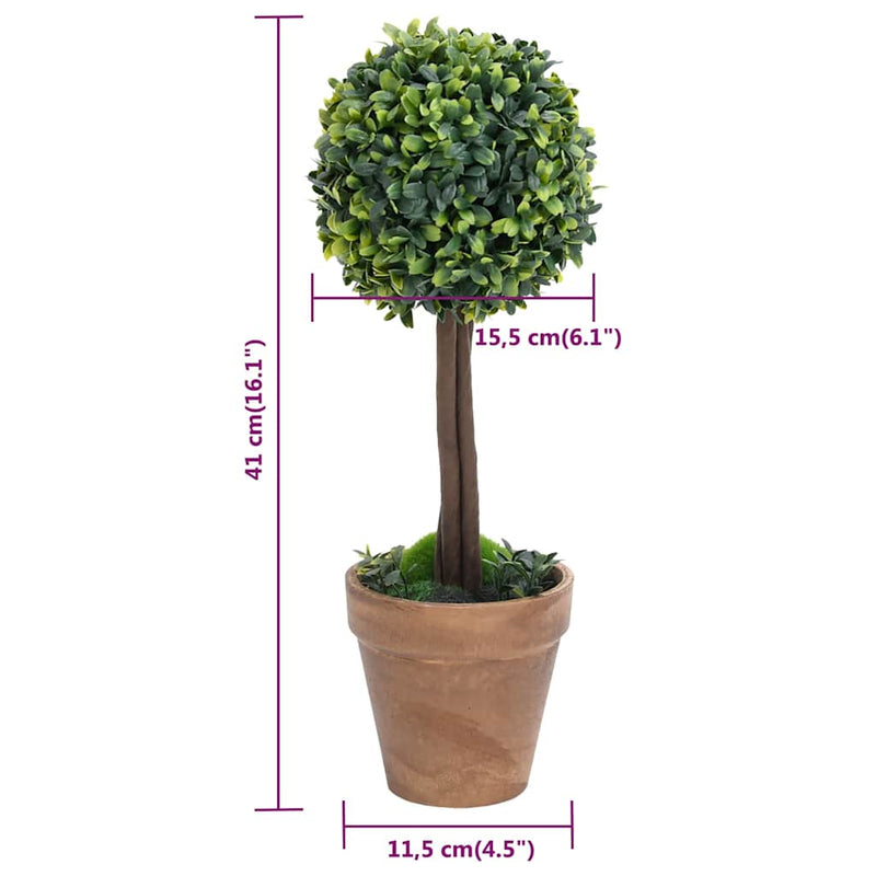 Plante artificiale cimișir cu ghiveci, 2 buc. verde 41 cm minge