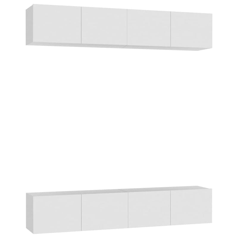 Comode TV, 4 buc., alb, 80x30x30 cm, lemn compozit