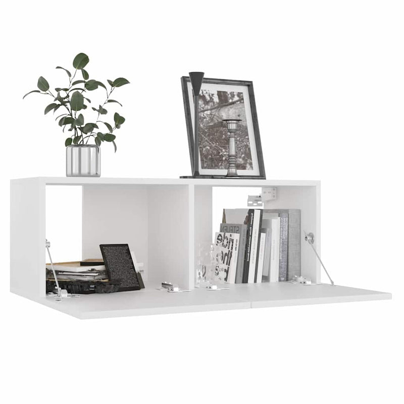 Comode TV, 4 buc., alb, 80x30x30 cm, lemn compozit