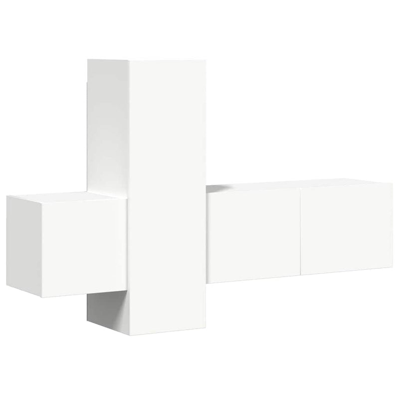 Set dulapuri TV, 3 piese, alb, lemn prelucrat