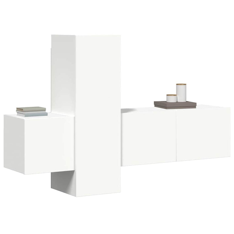 Set dulapuri TV, 3 piese, alb, lemn prelucrat