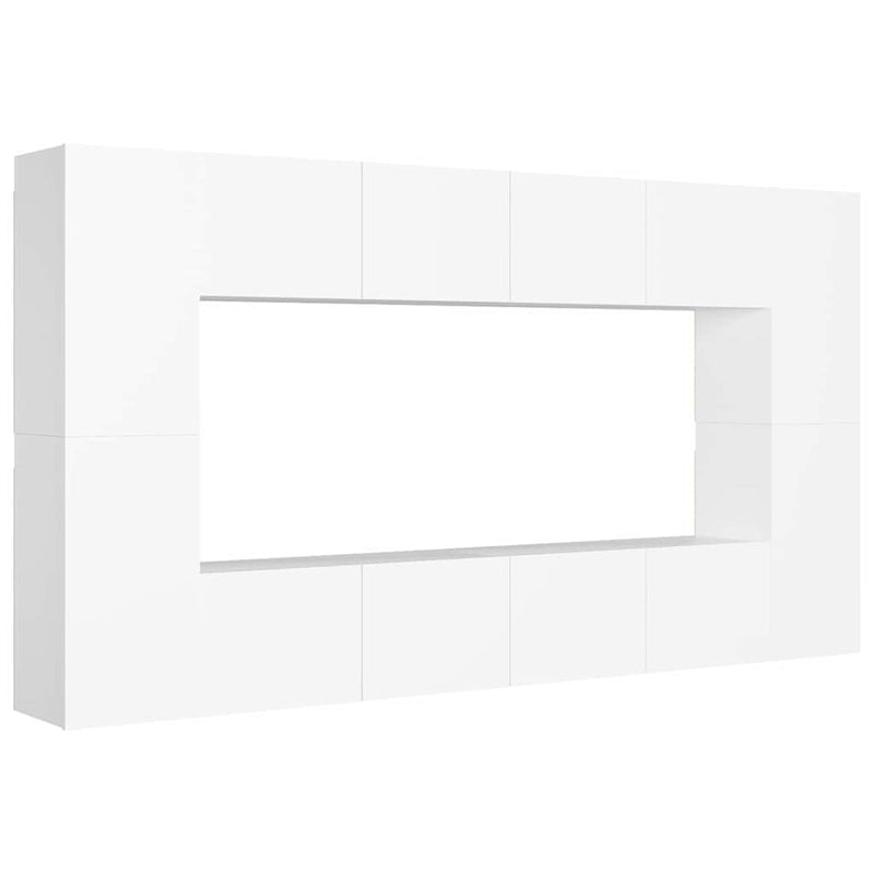 Set de dulapuri TV, 6 piese, alb, lemn prelucrat