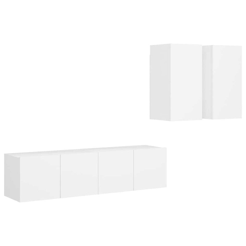 Set dulapuri TV, 4 piese, alb, lemn prelucrat