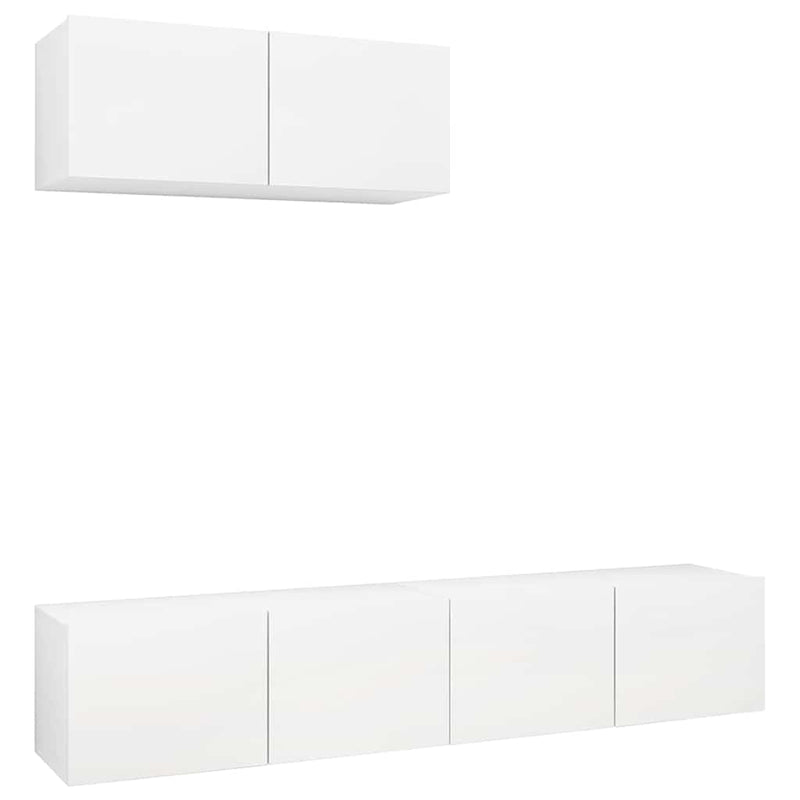 Set dulapuri TV, 3 piese, alb, lemn prelucrat