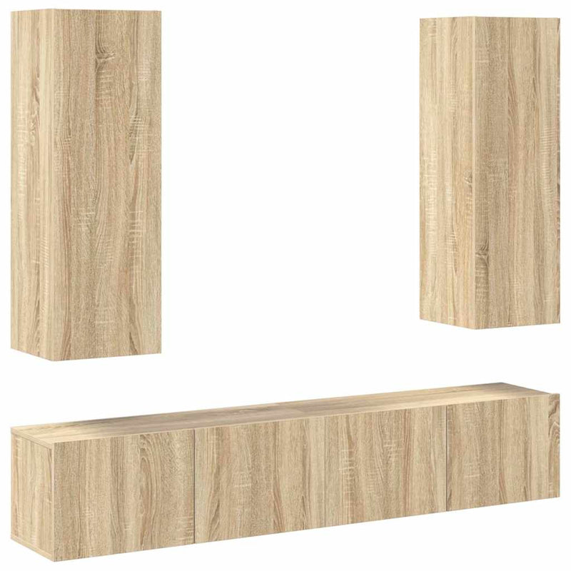 Set de dulapuri TV, 4 piese, stejar sonoma, lemn prelucrat
