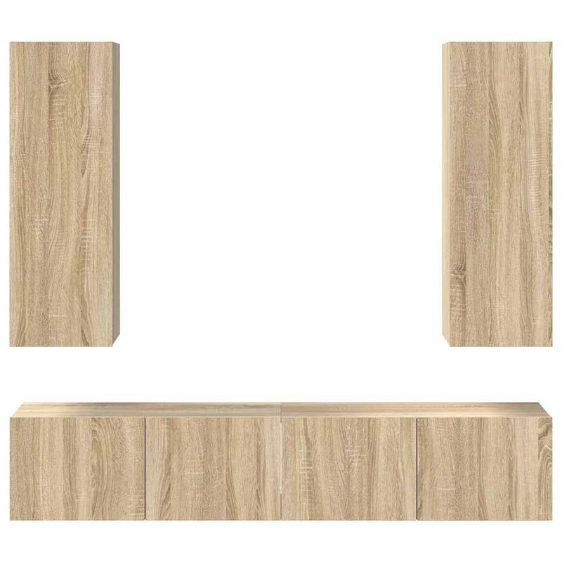 Set de dulapuri TV, 4 piese, stejar sonoma, lemn prelucrat