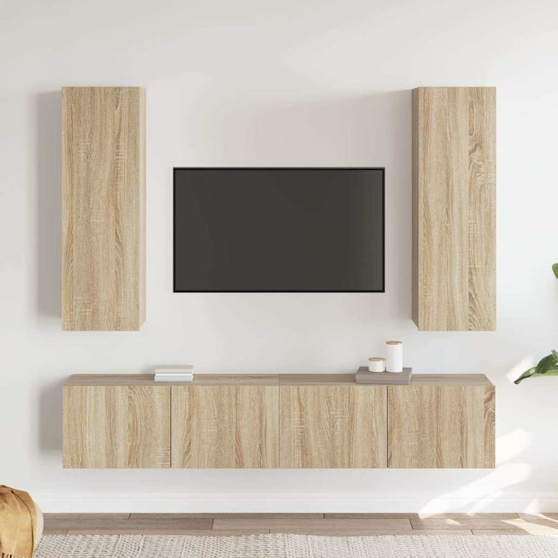 Set de dulapuri TV, 4 piese, stejar sonoma, lemn prelucrat