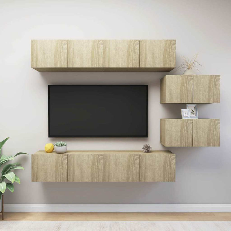 Set de dulapuri TV, 6 piese, stejar sonoma, lemn prelucrat