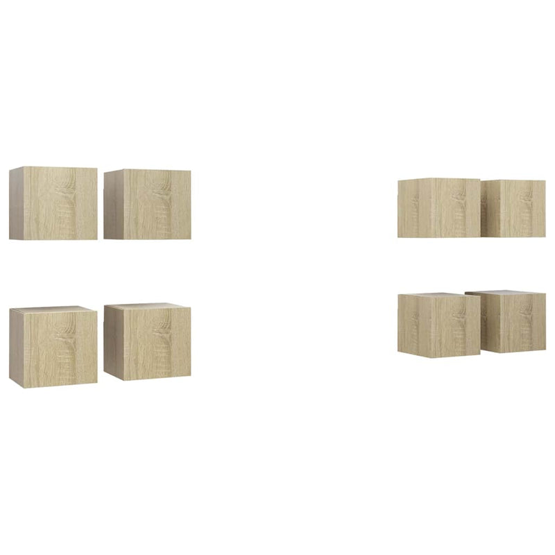 Dulapuri TV suspendate, 8 buc., stejar Sonoma, 30,5x30x30 cm
