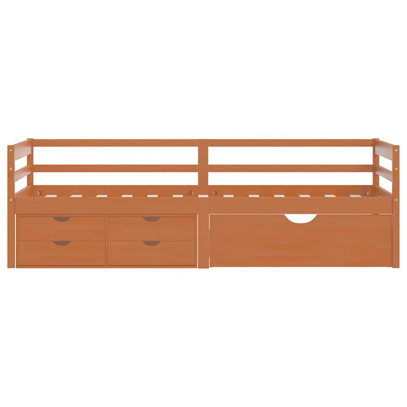 Cadru pat cu sertare & dulap, maro miere, 90x200 cm lemn de pin