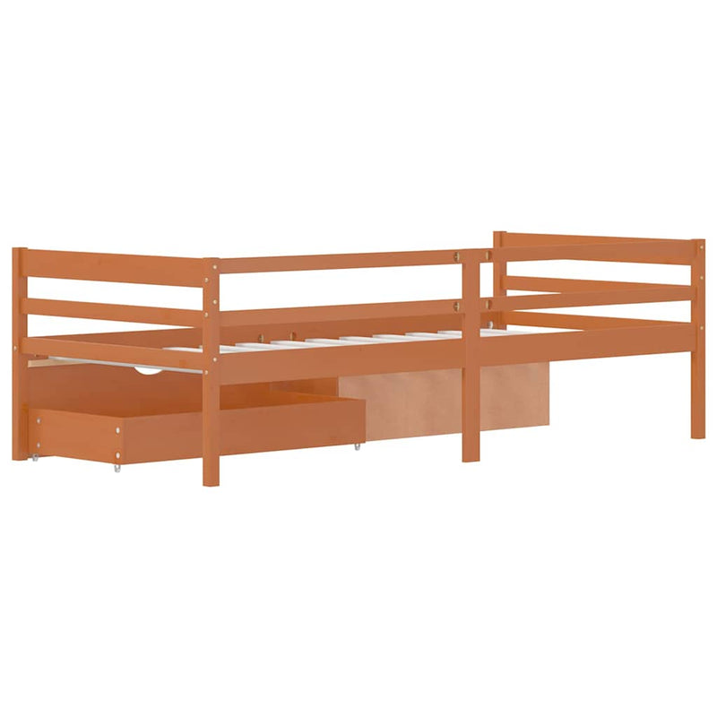 Cadru pat cu sertare & dulap, maro miere, 90x200 cm lemn de pin