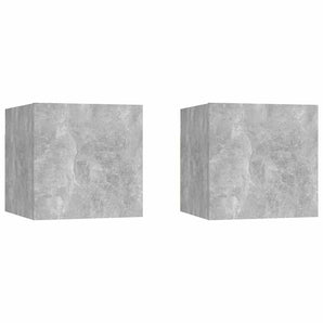 Noptiere, 2 buc., gri beton, 30,5x30x30 cm, lemn prelucrat