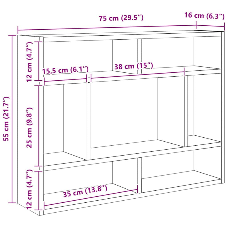 Raft de perete, stejar Sonoma, 75x16x55 cm, lemn prelucrat