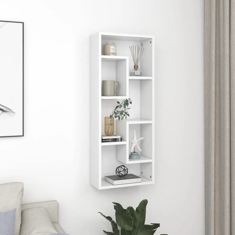 Raft de perete, alb, 36x16x90 cm, lemn prelucrat