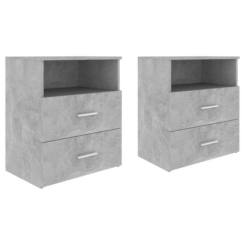 Noptiere, 2 buc, gri beton, 50x32x60 cm