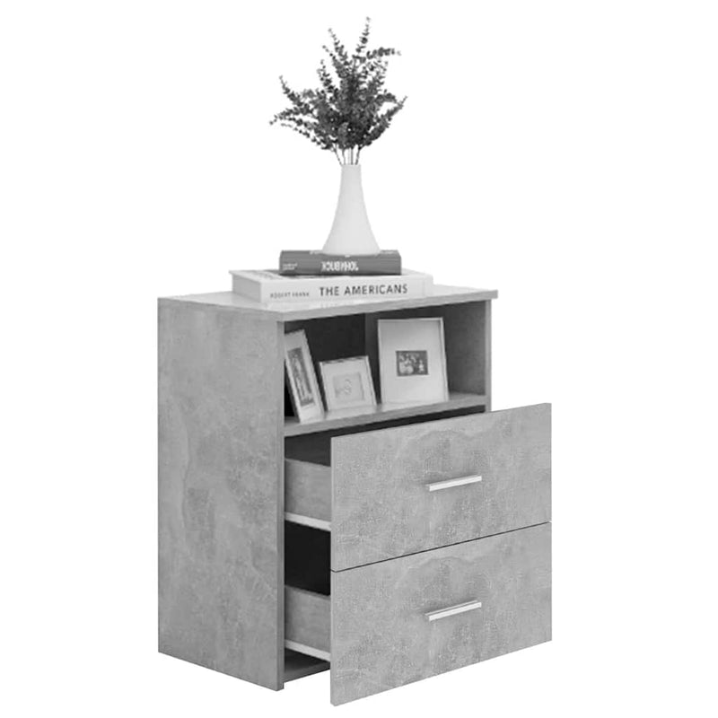 Noptiere, 2 buc, gri beton, 50x32x60 cm