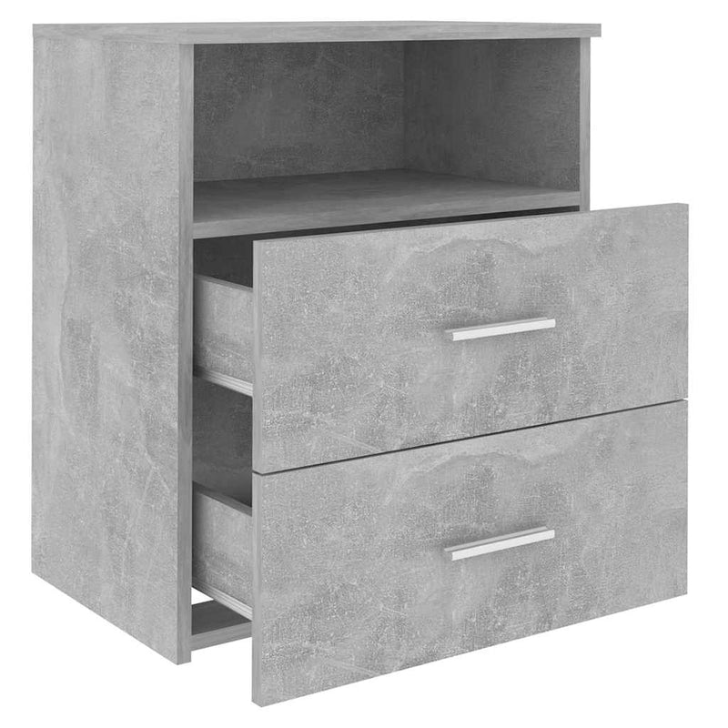 Noptiere, 2 buc, gri beton, 50x32x60 cm