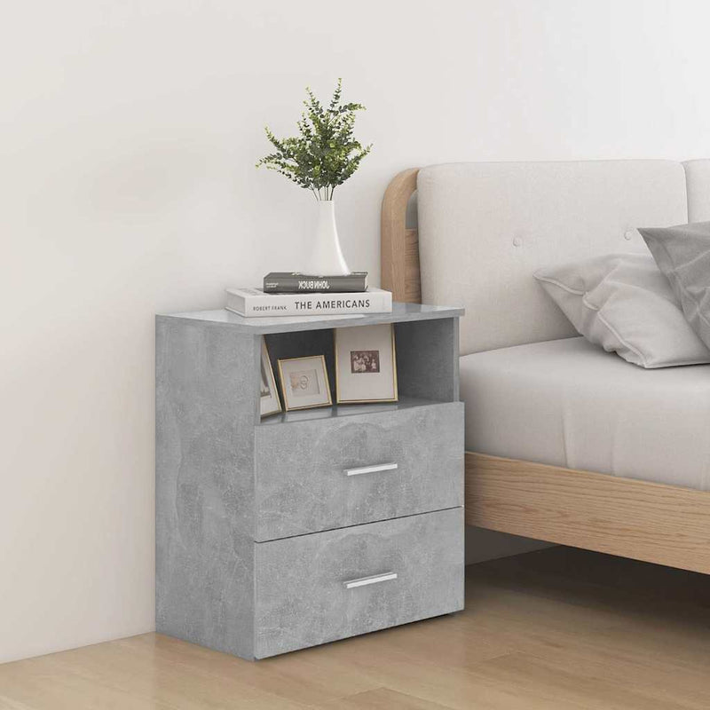 Noptiere, 2 buc, gri beton, 50x32x60 cm