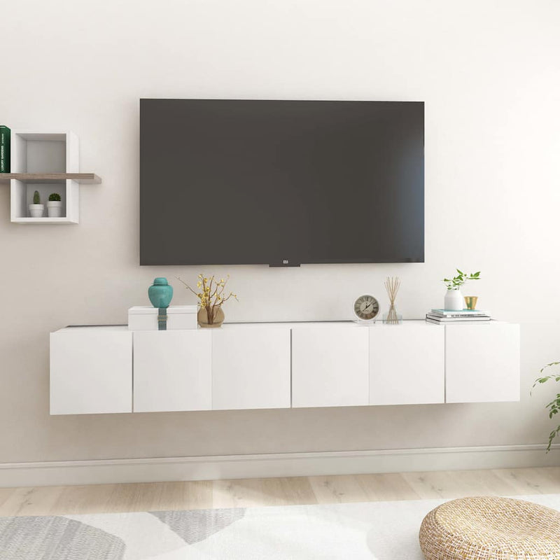 Dulapuri TV suspendate, 3 buc., alb, 60x30x30 cm