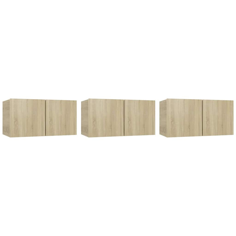 Dulapuri TV suspendate 3 buc. stejar sonoma 60x30x30 cm