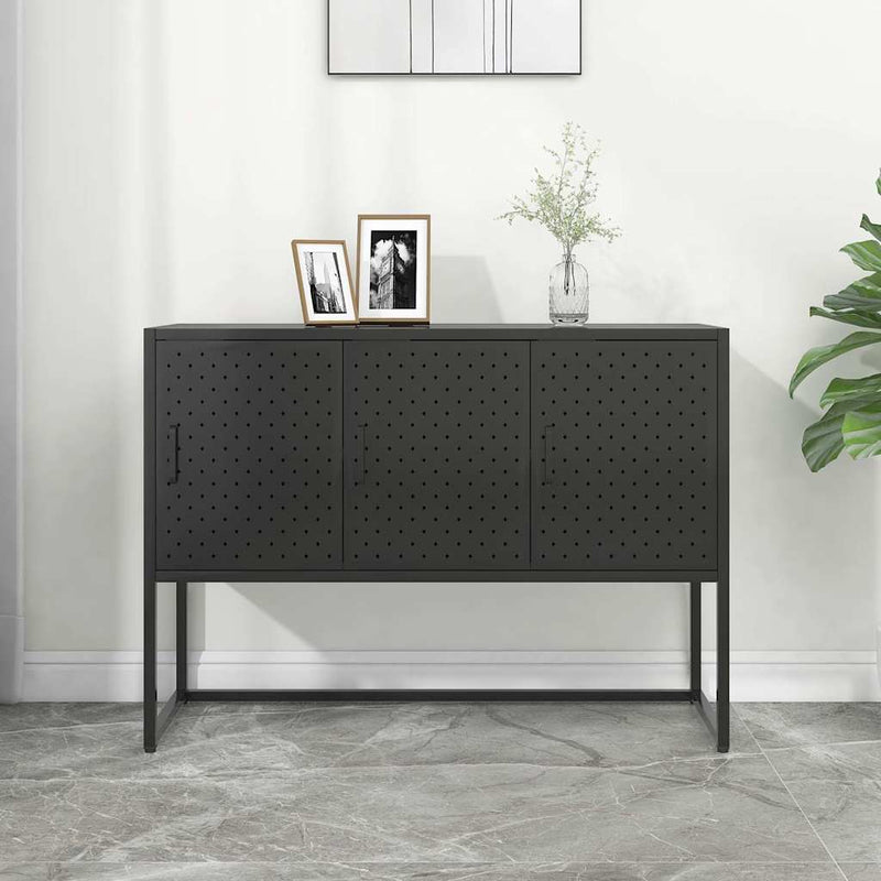 Servantă, negru, 105x35x75 cm, oțel